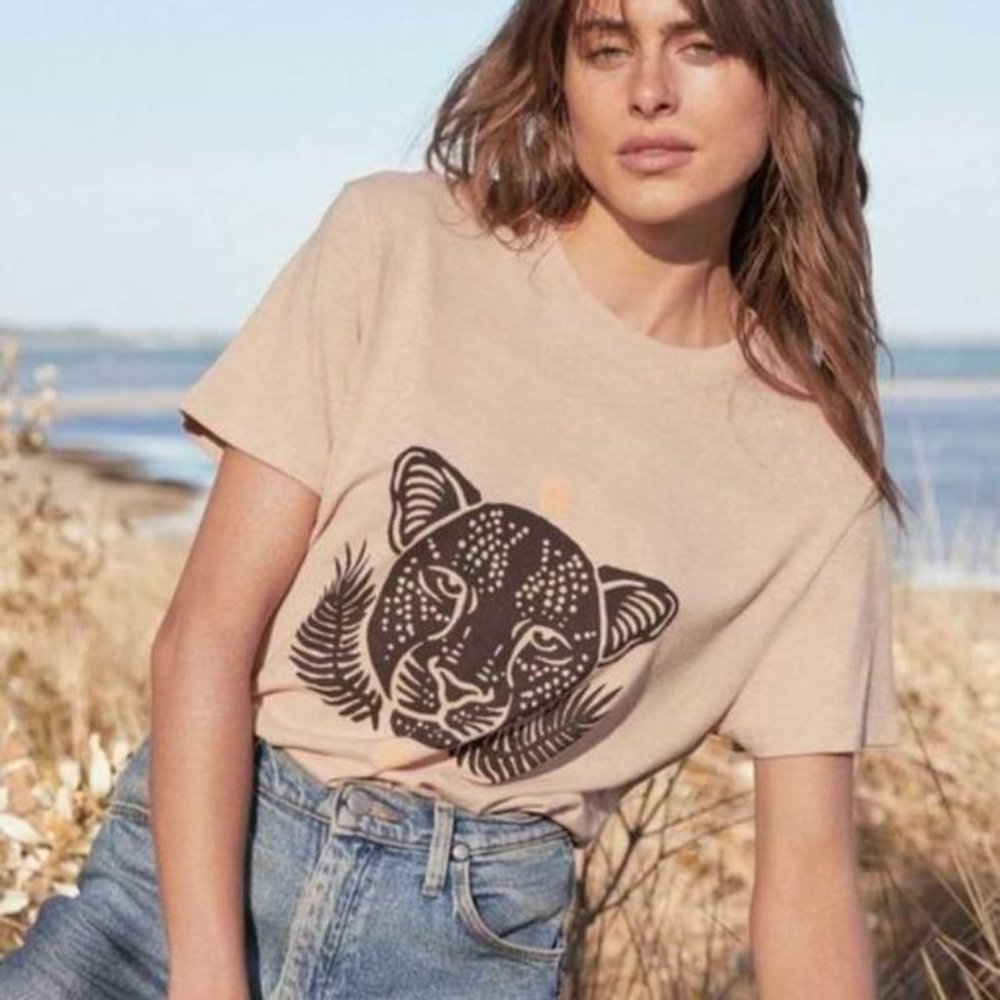 REAL FUN, WOW. LEOPARD CLASSIC TEE OATMEAL BY AUGUST THE LABEL